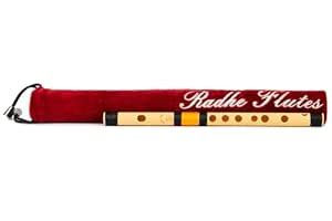 Radhe Flutes | B Natural Left Handed Middle Bansuri | Black & Orange ...