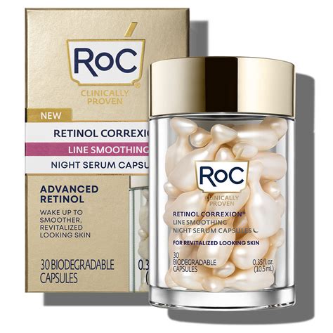 RoC Retinol Correxion Anti-Aging Wrinkle Night Serum, Daily Line Smoothing Skin Care Treatment ...