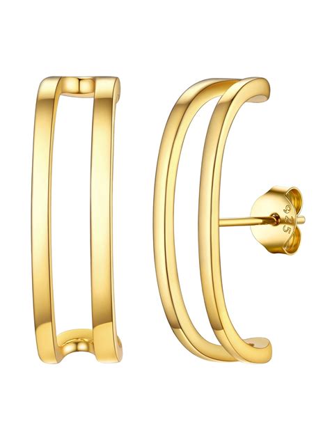 FOCALOOK Post Wrap Earlobe Studs for Women 925 Sterling Silver ...