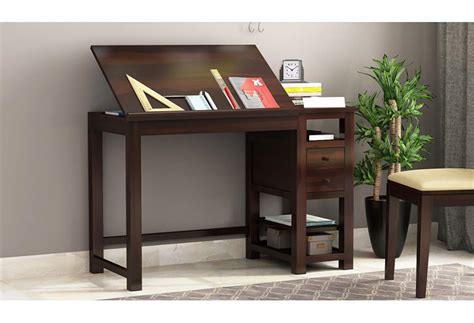 FURNIZY Sheesham Wood Writing Study Cum Drafting Table for Home and ...