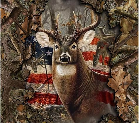 How about this design with rich deep colors?! This design includes deer with an American flag ...