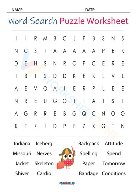 Printable 5th Grade Word Search