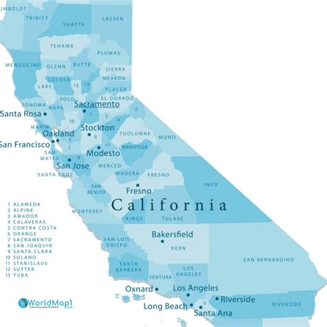 Map Of California Cities And Counties California Map Counties, Major