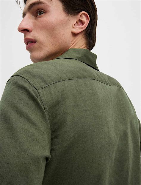 Buy Regular Fit Cotton Linen Blend Shirt at Marks & Spencer
