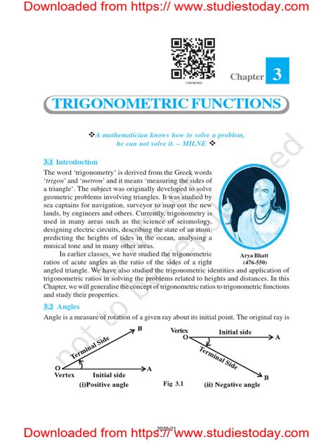 Class 11th Math Chapter Trigonometric Function in Hindi 的图像结果