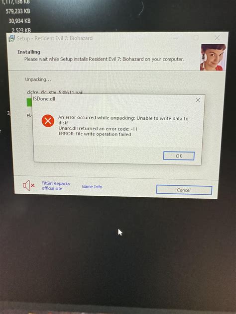 Hi, i get this error while installing re7 after I press ok the percentage will freeze is there ... - are there safe rooms in re7