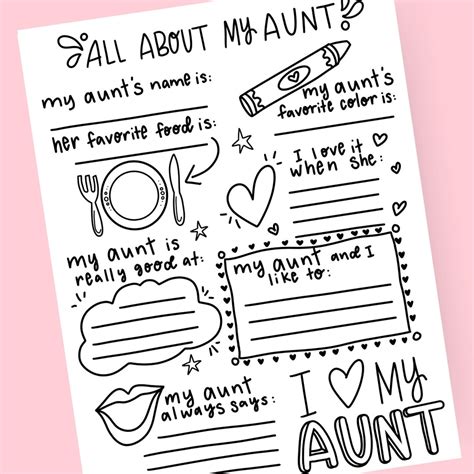 All About My Aunt Free Printable