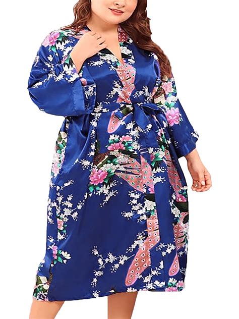 Floral Satin Womens Plus Size Robes, Sizes 20-38, Lightweight Sleepwear ...