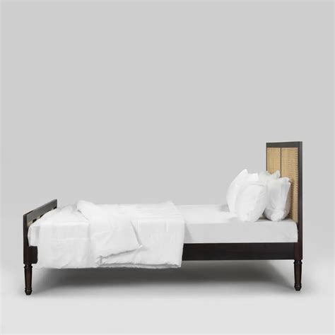 Leena Solid Wood Rattan Bed | Handcrafted Wooden Bed Frame with Rattan ...