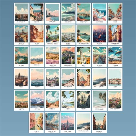 Vintage Travel Wall Collage Kit (Set of 40) - 4 x 6 Inches Posters for ...