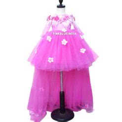 Blue Off Shoulder High Low Birthday Party Dress for Girls
