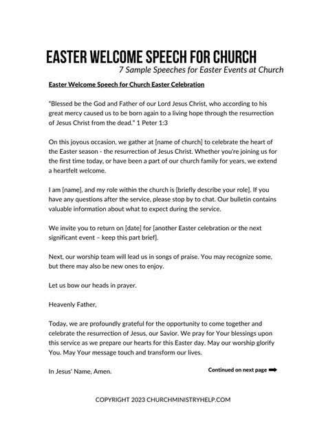 Easter Welcome Speech for Church: 7 Free Templates
