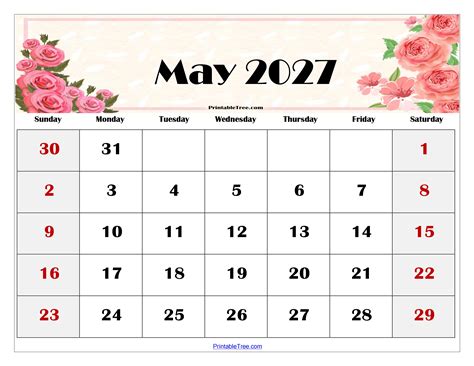Blank May 2027 Calendar Printable PDF Templates with Holidays