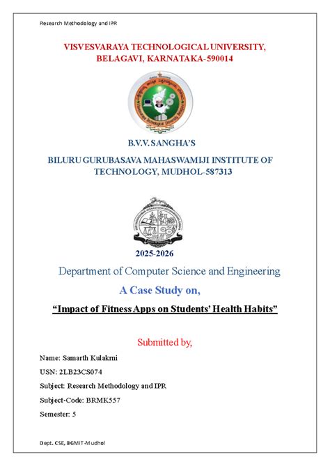 BRMK557 Research Methodology & IPR: Case Study on Fitness Apps Impact ...