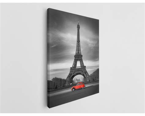 Latitude Run® Eiffel Tower and a Red Car Paris France Canvas Print ...