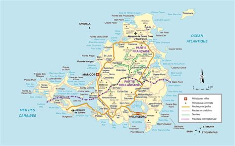 Large detailed road map of Saint Martin island. St. Maarten island ...