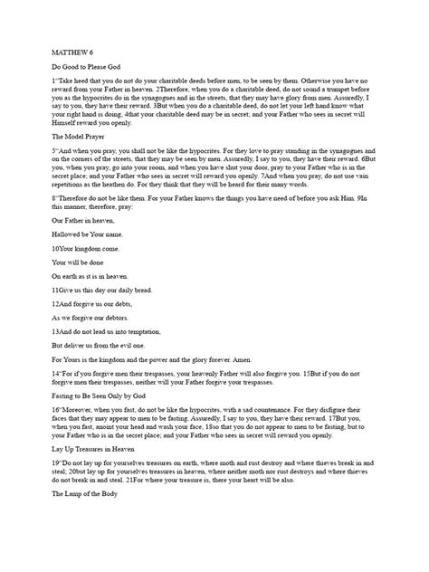 Image result for Matthew Chapter 6 Explained