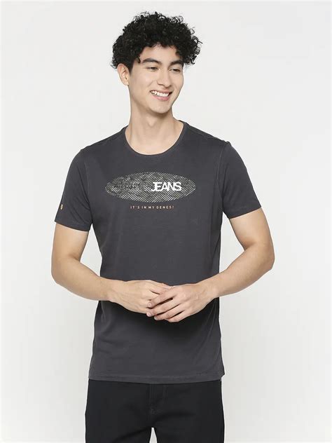 Men Premium Slate Grey Cotton Half Sleeve Printed Tshirt - Underjeans ...