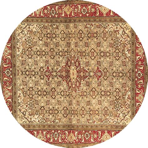 Ahgly Company Indoor Round Persian Brown Traditional Area Rugs, 8 ...