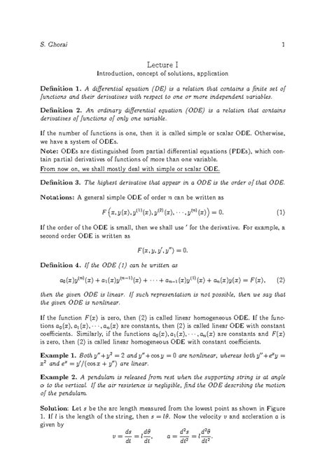 ODE Assignment 4: Solutions and Properties of Linear Homogeneous ...