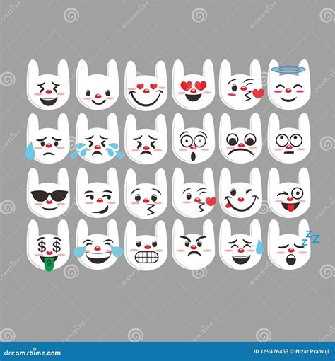 Rabbit Emoticon Rabbit Emoticon Cartoon Character Vector Chrabbit ...