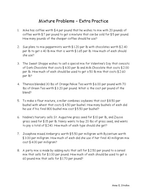 Mixture Problems Algebra 1 的图像结果