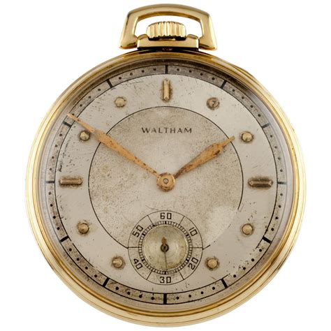 Waltham Colonial Series Open Face 14 Karat Gold Pocket Watch 14s 19 ...