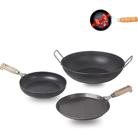 Buy The Indus Valley Pre-Seasoned Iron Cookware Set | Kadai (24.6 cm ...
