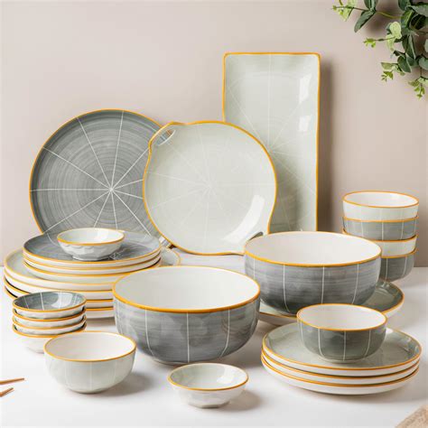 Willow Grey 28 Piece Dinner Set For 6 Online - Premium Dinner Set ...