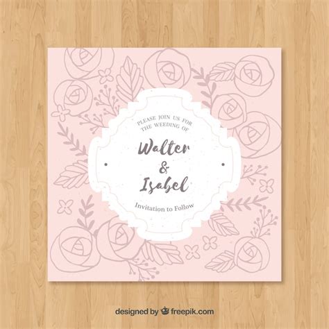 Hand gezeichnete Hochzeitseinladung mit Blumenart | Kostenlose Vektor