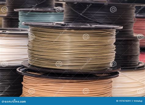 Spool of Bronze Color PLA Plastic Filament for 3D Printer. Stock Image ...