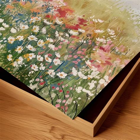 Buy Wildflower Field Landscape Painting | Vintage Farmhouse Art ...