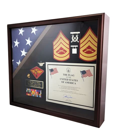 Heirloom Military Shadow Box Flag Certificate Display Case | Premium ...