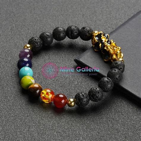 7 Chakra Volcanic Lava Pixiu Wealth Bracelet – Mine Galleria Store