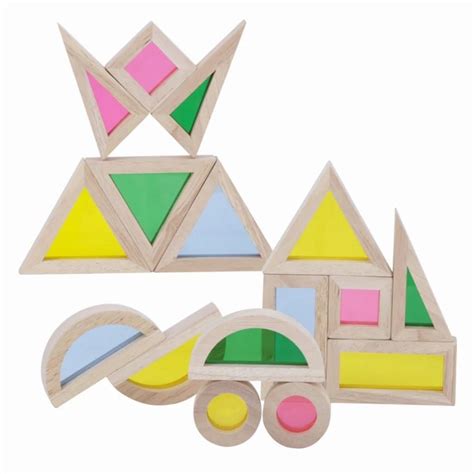 NESTA TOYS Wooden Acrylic Rainbow Building Blocks (24 Pcs ...