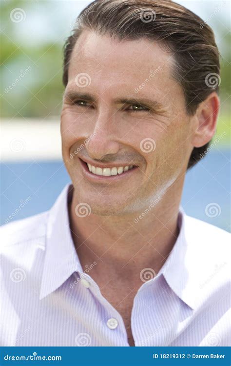 Outdoor Portrait Of Happy Handsome Middle Aged Man Stock Photography ...