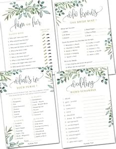 Papery Pop Bridal Shower Games - Set of 4 Games for 30 Guests - Double ...