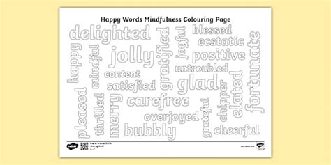 Happy Words Mindfulness Colouring Page