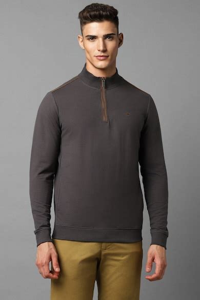 Buy Men Casual Grey Solid Sweatshirt Online - 953436 | Louis Philippe
