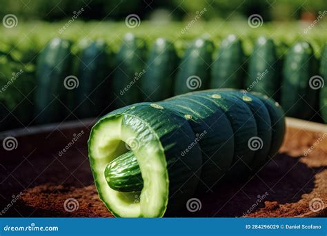 A Cucumber Sitting on Top of a Pile of Dirt. Generative AI Stock ...