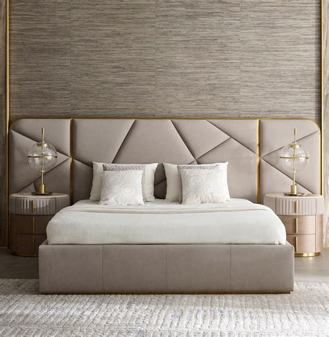 King And Queen Velvet Fabric Bed | Fabric upholstered bed, Large headboard, Modern luxury ...
