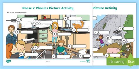 Phase 2 Phonics Picture Worksheets