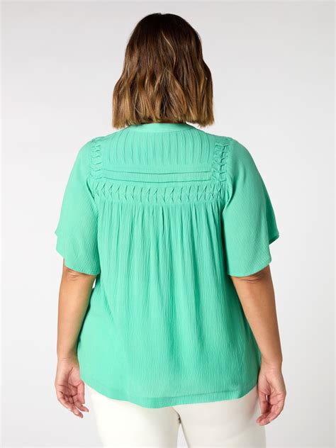 Buy Live Unlimited Green Curve Crinkle Smocked Top from Next India