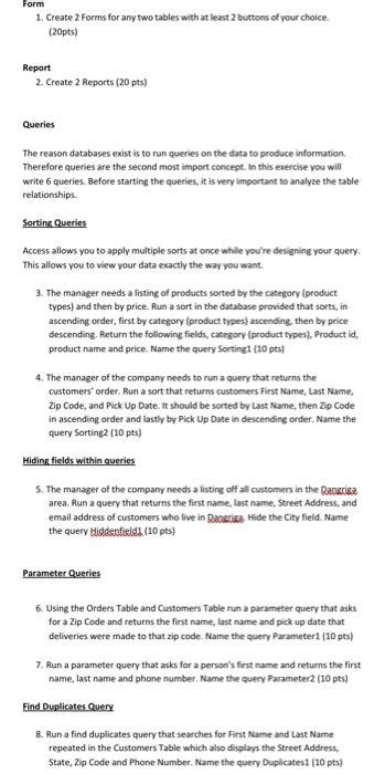 CreateTable Forms Report and QUARY 的图像结果
