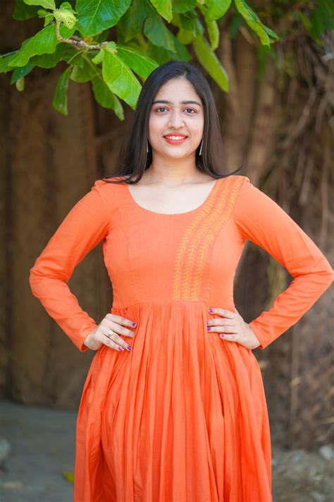 Orange Embroidery Mul cotton dress (Top) – YoshnasByEla
