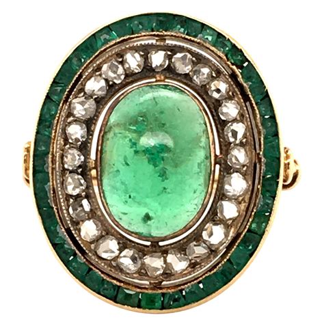 Antique Late 1800s Emerald Gold Ring with London Assay Marks at 1stDibs
