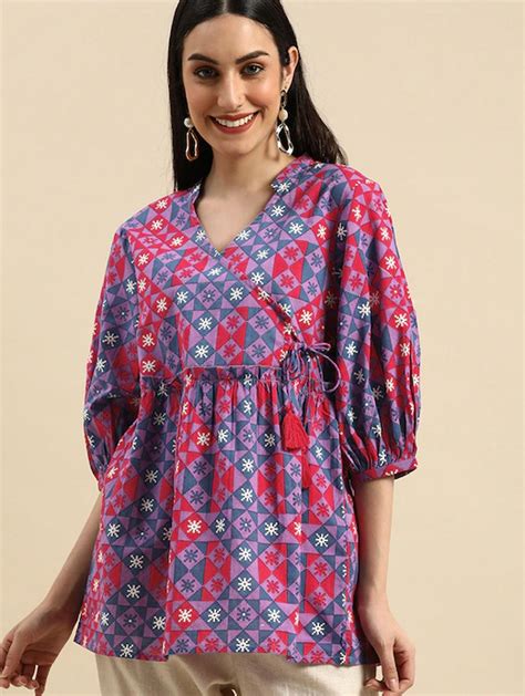 Purple and pink regular wrap top