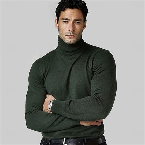 Per uomo Maglione Maglia Tinta unica Dolcevita Maglieria Elegante ...