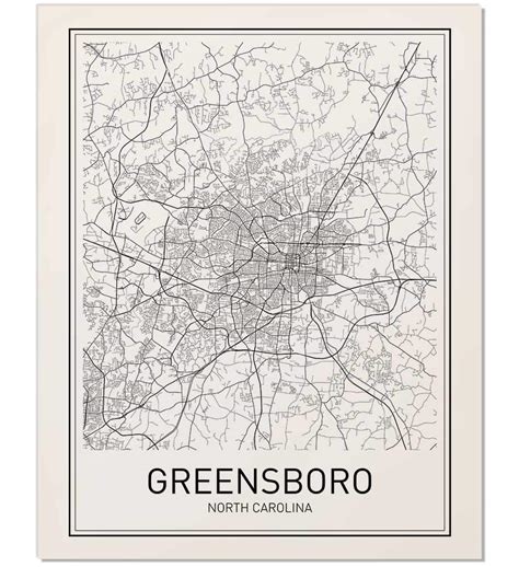 Greensboro Poster Greensboro Map Of Greensboro City Map Posters Modern ...