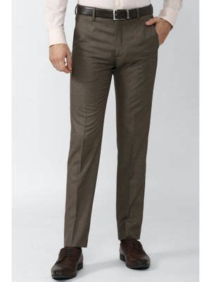 Buy Van Heusen Textured Brown Trousers Online